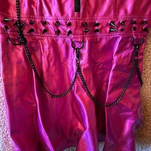 Edgy Pink Dress with Chains and Studs